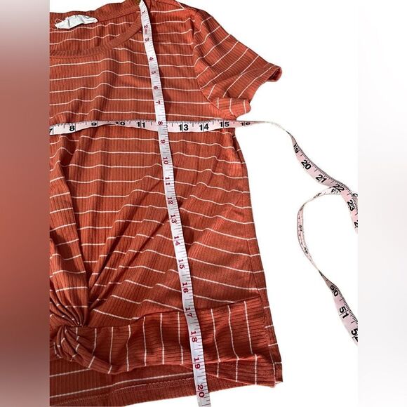 🌴 Hippie Rose Twist Front Striped Rib Knit T-shirt Juniors Small - Picture 9 of 12